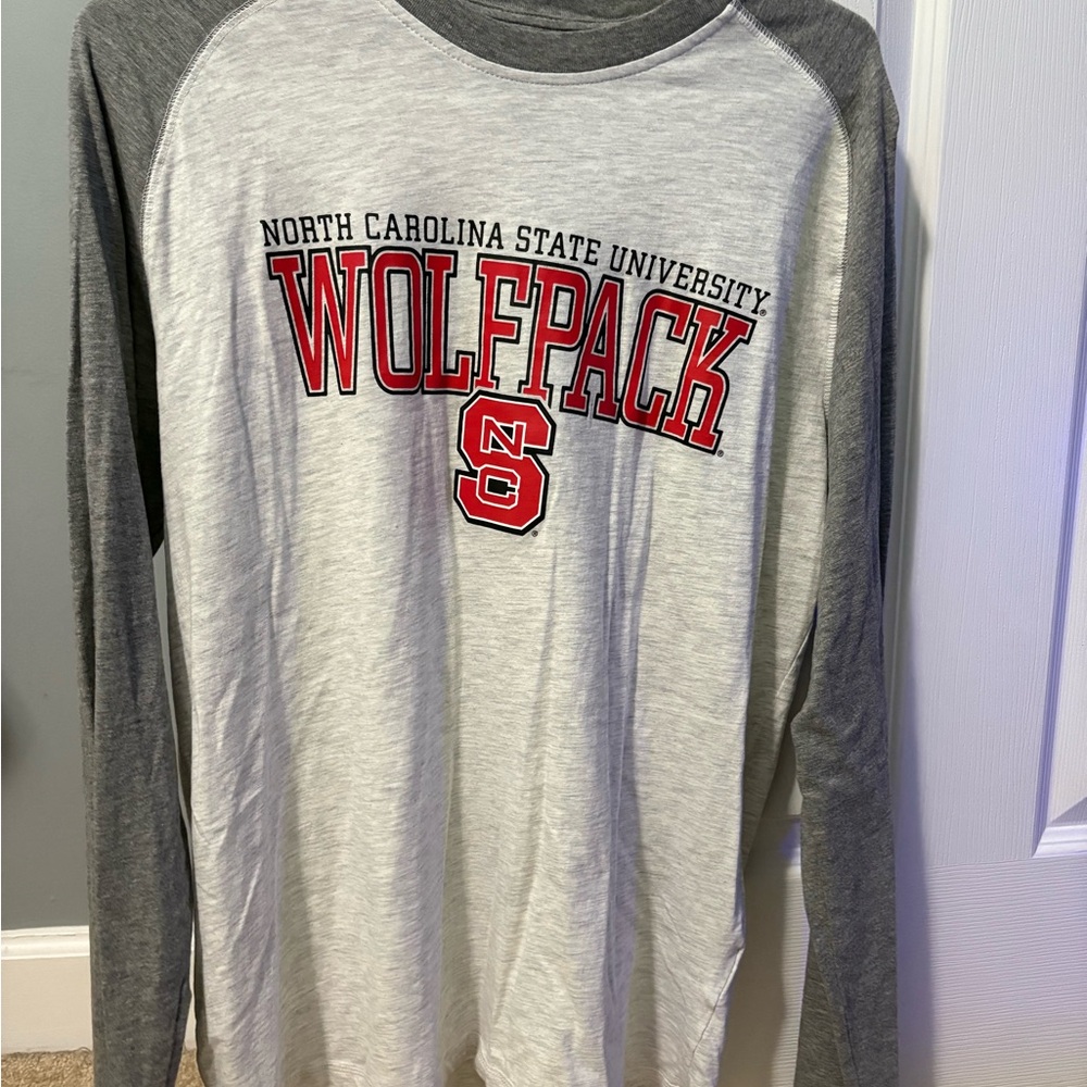 Champion Gray and White Long Sleeve Wolfpack Tee